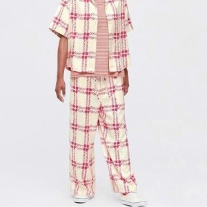 NEW MARNI X uniqlo pink pattern matching set blouse and wide leg pants XS S